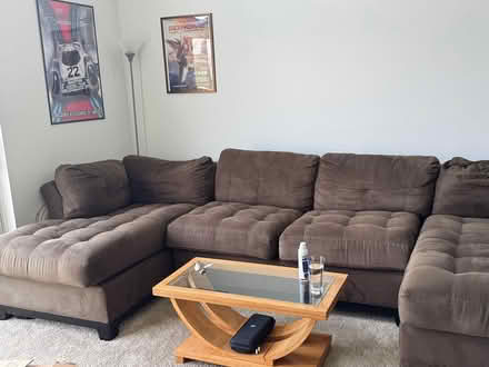 Photo of free brown suede sectional sofa (Hall Rd & Garfield) #2