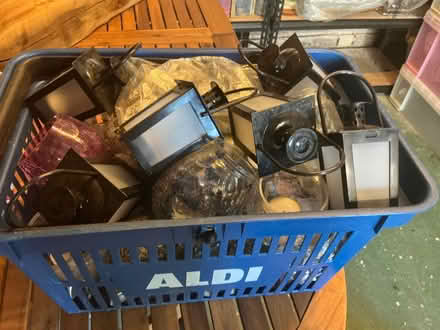 Photo of free Basket of glass and mixed tea light holders (Witherslack LA11) #1