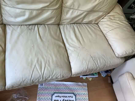 Photo of free One 2 seater and one 3 seater white leather sofa (Ampthill MK45) #3