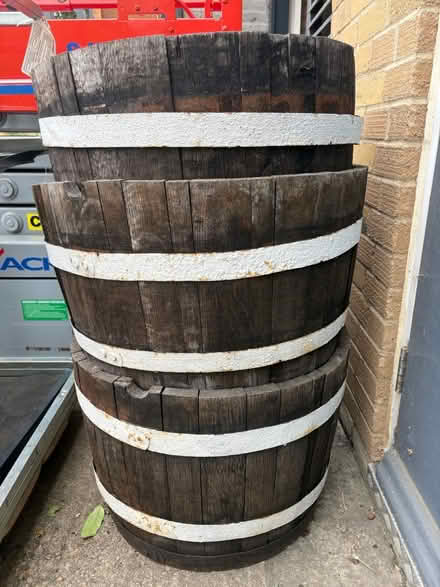 Photo of free Wooden barrel planters (Oxford OX2) #2