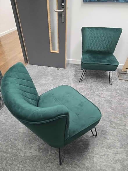 Photo of free Two matching velvet green armchairs (New Cavendish Street, W1W) #1