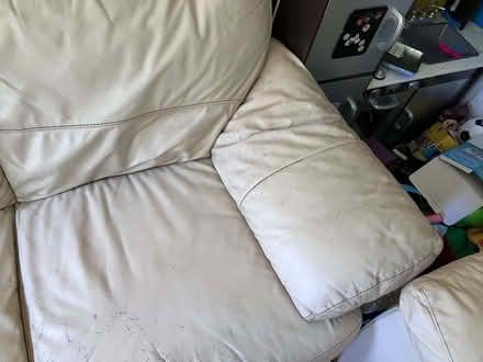 Photo of free One 2 seater and one 3 seater white leather sofa (Ampthill MK45) #4