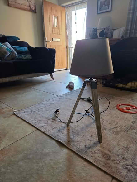 Photo of free Table lamp with tripod legs and grey shade . (Newbiggin CA11) #2