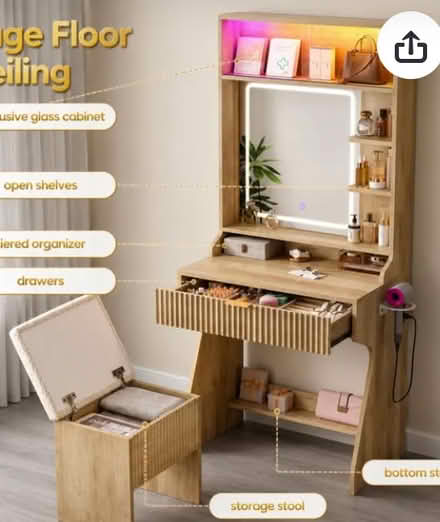 Photo of Small vanity with mirror (& stool?) (Avalon park) #1