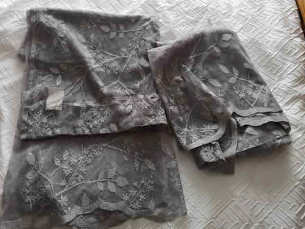 Photo of free Grey lace effect voile curtains (Marsh LA1) #1