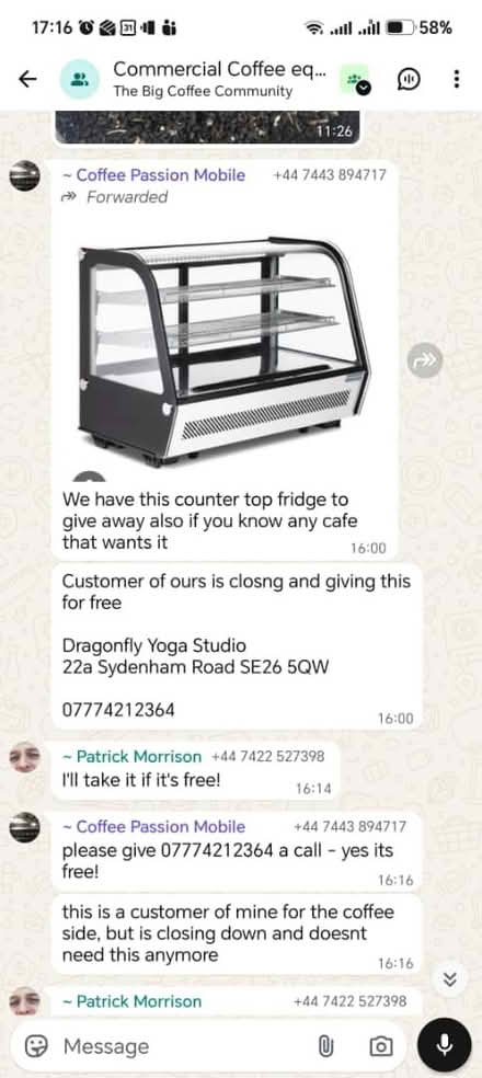 Photo of free Cafe Counter top display fridge (Sydenham SE26) #1
