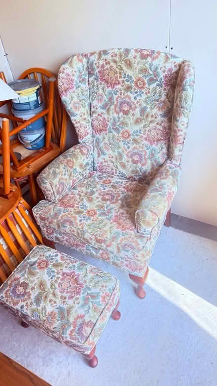 Photo of free Floral armchair and foot stool (Earls Colne CO6) #1