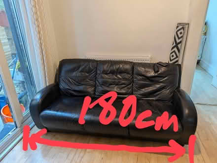 Photo of free Black leather 3 seater (Balham SW12) #1