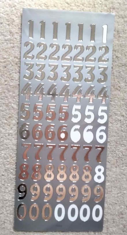 Photo of free Sheet of adhesive numbers (Gyle EH12) #1