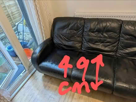 Photo of free Black leather 3 seater (Balham SW12) #2