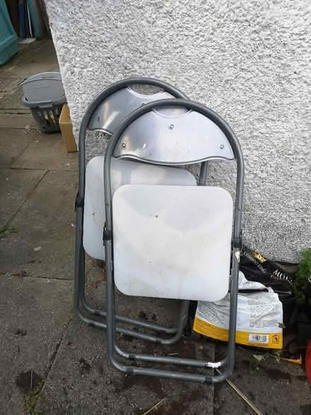 Photo of free 2 folding white chairs (Marsh LA1) #1