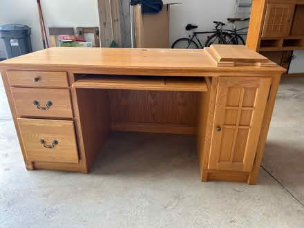 Photo of free Large oak desk with hutch (Northeast) #1