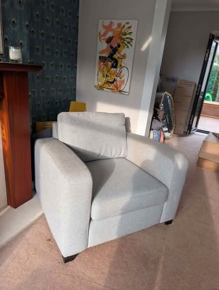 Photo of free DFS Grey Fabric Sofa, Armchair & Footstool (Craigleith EH4) #2