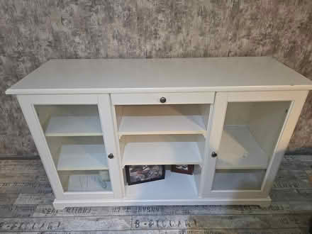Photo of free White Wooden TV Unit wi Glass Doors (Cumbernauld G67) #1