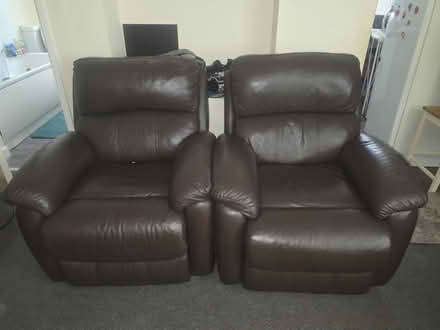Photo of free 2 ×1 seater brown leather sofa (Bournemouth BH1) #1