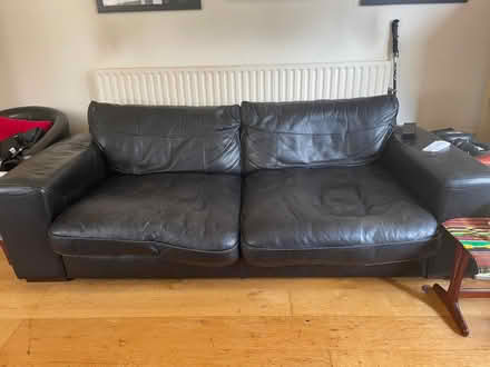 Photo of free Black leather sofa (Sherwood NG5) #1