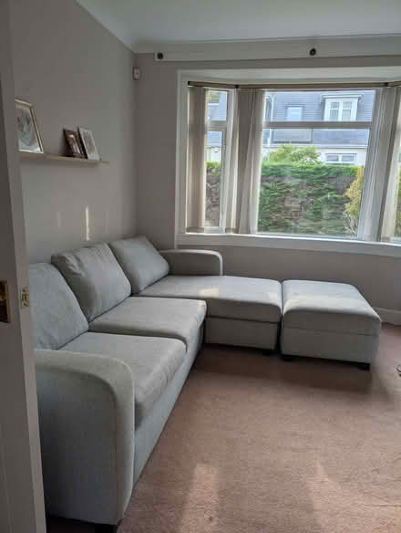 Photo of free DFS Grey Fabric Sofa, Armchair & Footstool (Craigleith EH4) #1