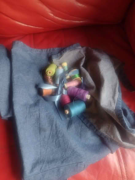 Photo of free Denim craft apron and threads (Sherwood NG5) #1