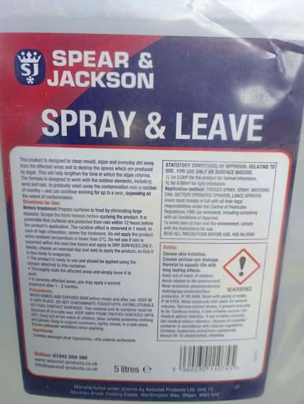 Photo of free Spear and Jackson 'Spray and leave' , algae remover (Durkar WF4) #2