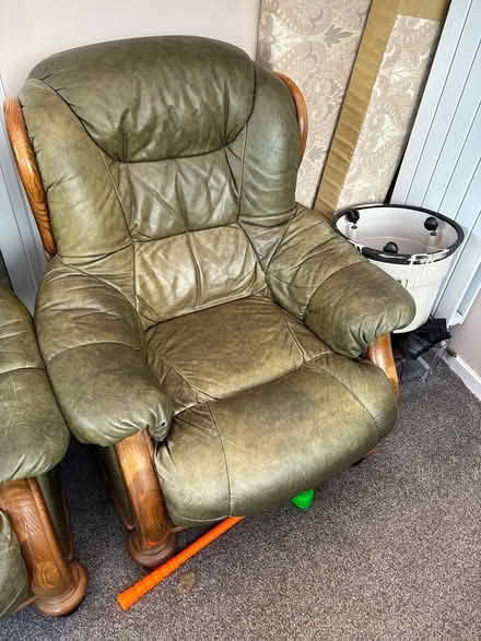 Photo of free Four Piece Green leather suite (Stotfold near Baldock SG5) #2