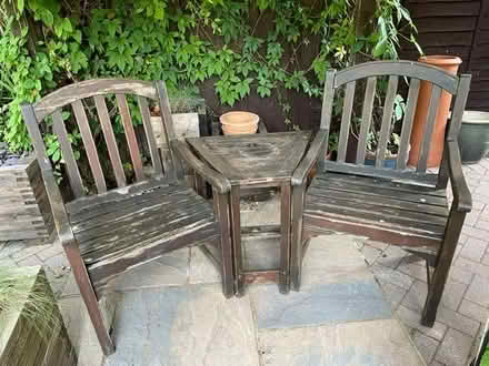 Photo of free Jack and Jill hardwood table and two chairs (Wokingham RG40) #1