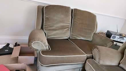 Photo of free Two-seater and three-seaster sofa in green velour. (Bathwick BA2) #3
