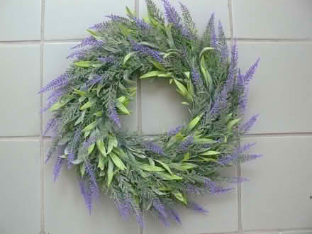 Photo of free Plastic faux lavender round wall-hanging wreath 9" wide (Kempsey WR5) #1