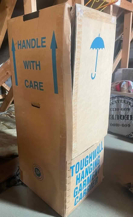 Photo of free Cardboard box with hanging rail (Bidston CH43) #1