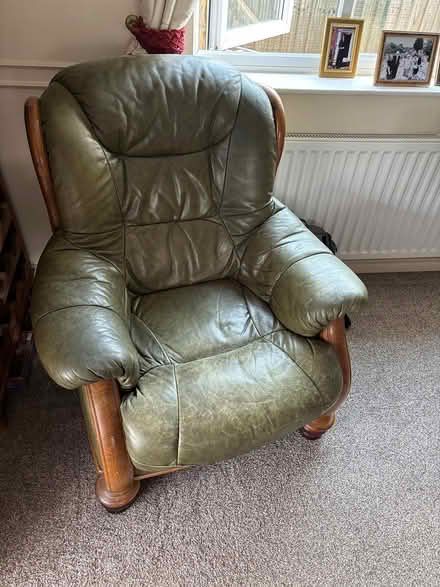 Photo of free Four Piece Green leather suite (Stotfold near Baldock SG5) #1