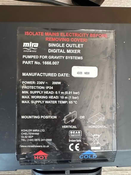 Photo of free Mira gravity fed digital shower (Chilworth GU4) #3