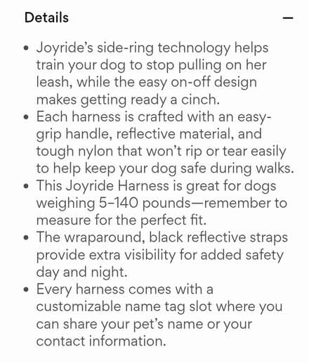 Photo of free Joyride dog harness - small (Erie) #2