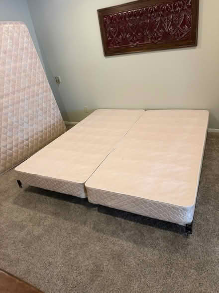 Photo of free 2 box springs & metal bed frame (Pearland - Dixie Fm & 518) #1