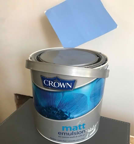 Photo of free Blue Matt wall /ceiling paint (Woodlands Av., Sidcup DA15) #1