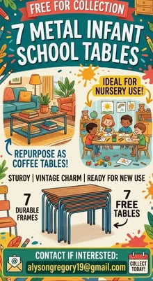 Photo of free Old School tables (YO12 4TL) #1