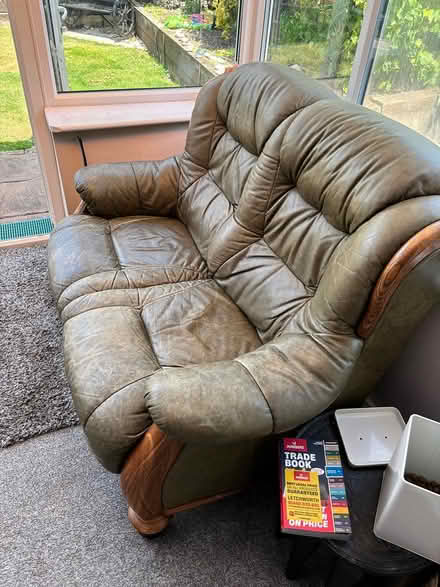 Photo of free Four Piece Green leather suite (Stotfold near Baldock SG5) #4