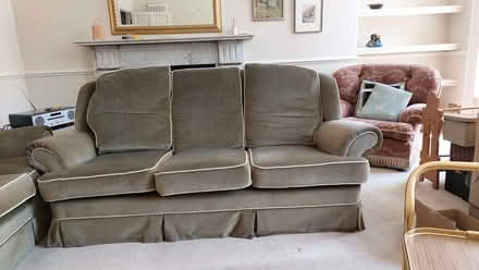 Photo of free Two-seater and three-seaster sofa in green velour. (Bathwick BA2) #2