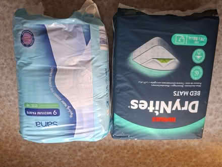 Photo of free DryNites bed mats and Sana medium incontinence pads (Dockray CA11) #1