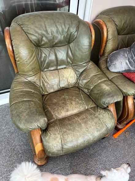 Photo of free Four Piece Green leather suite (Stotfold near Baldock SG5) #3