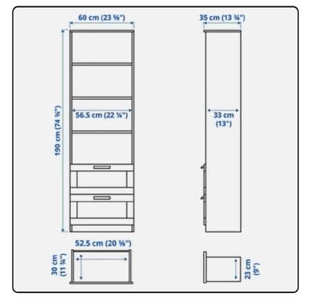 Photo of free Ikea Brimnes Bookcase 60x190 cm white 2-drawer 3-shelf (Townsend AL3) #2