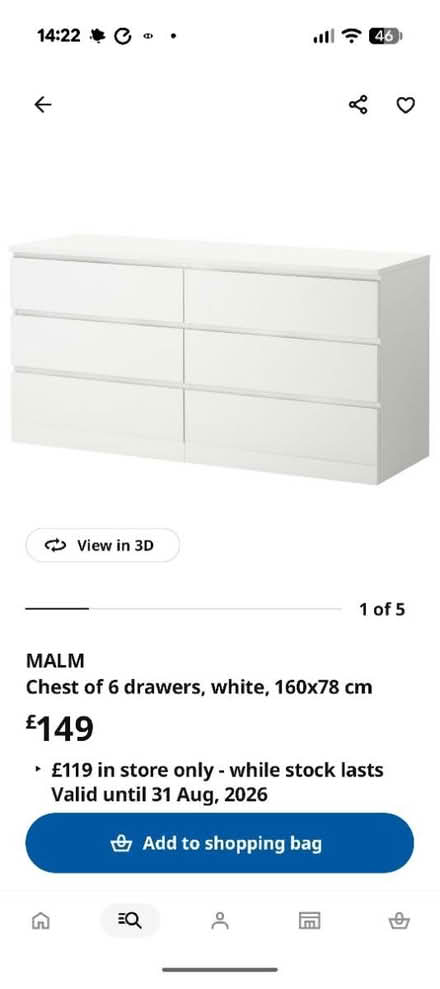 Photo of Malm 3 or 6 drawers (Broxbourne EN10) #2