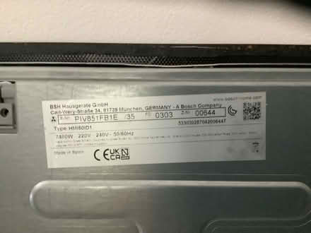 Photo of free 80cm Bosch induction hob (Hedgerley SL2) #2