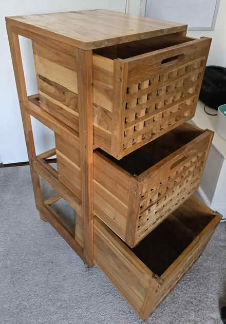 Photo of free 3 drawer wooden unit (Rathcoole, Co. Dublin) #3