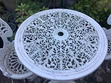Photo of free Metal garden table and 3 chairs (Redhill RH1) #2