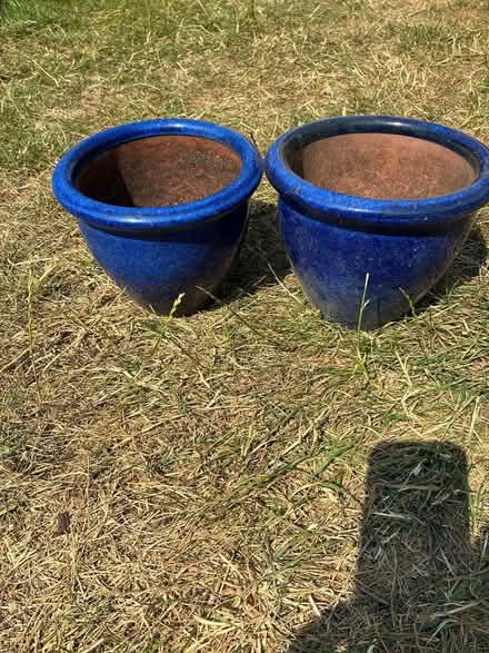Photo of free Two small blue plant pots (Bitterne, Southampton SO18) #1