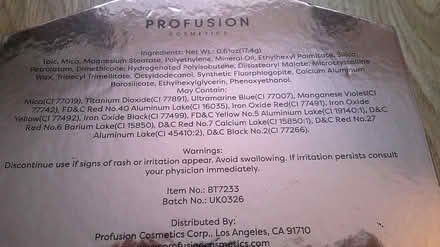 Photo of free Profusion Cosmetics Makeup Set (Great Sankey, WA5 1UY) #3
