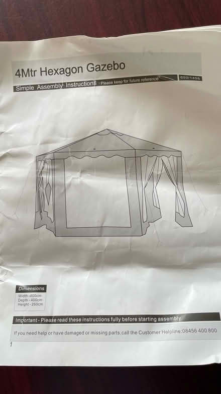 Photo of free 4m Hexagon Gazebo (Winnersh RG41) #2