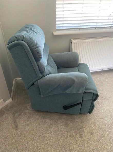 Photo of free Blue manual recliner chair (Middleton Cheney OX17) #3