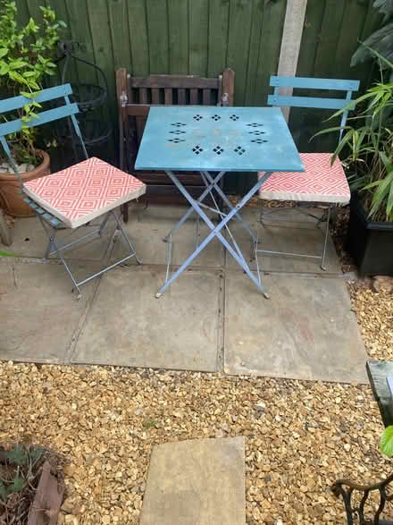 Photo of free Old metal garden table and chairs (Cranbourne Gardens MK41) #1