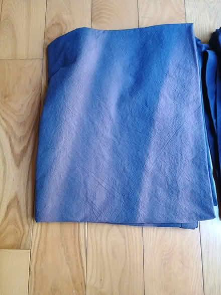 Photo of free Faded denim blue tab top curtains (Groton) #2