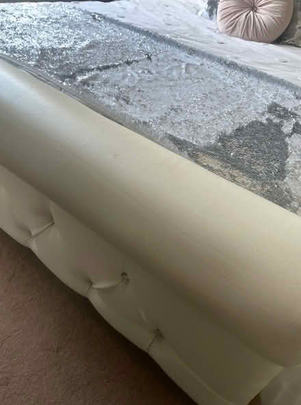 Photo of free King size ivory faux leather bed (Rayleigh SS6) #1
